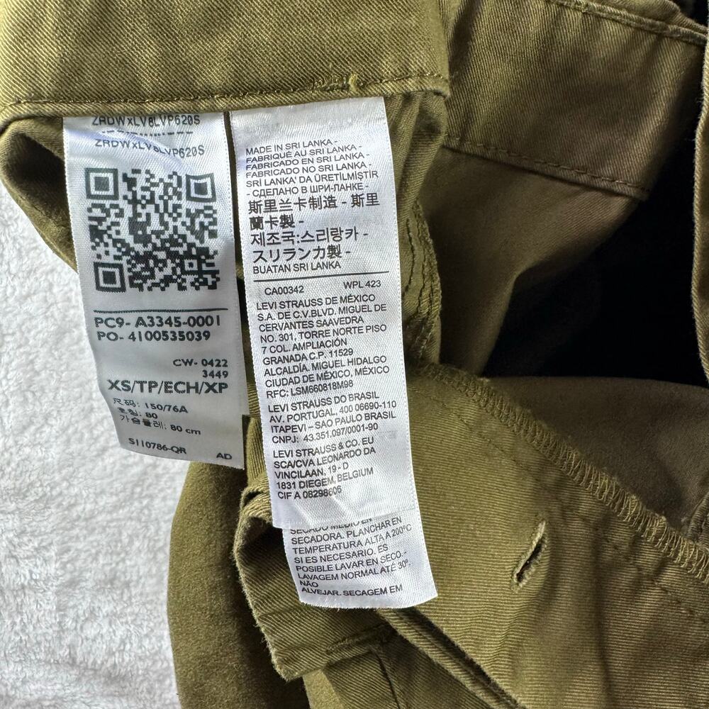 Levi’s Army Green Utility Jumpsuit XS Cotton Cargo Coverall Romper Cap Sleeve - Picture 13 of 14
